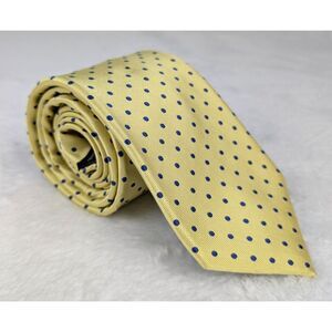 Charles Tyrwhitt Silk Tie‎ Yellow Blue Polka Dots Mens 58"